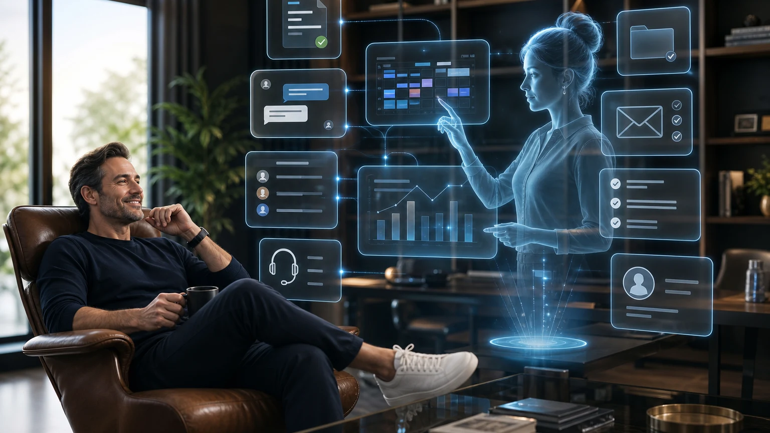 Business owner supported by marIA automation panels